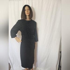 MISS LOOK PINSTRIPPED KNIT DRESS